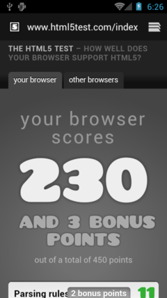 对比其他移动浏览器 HTML5得分
