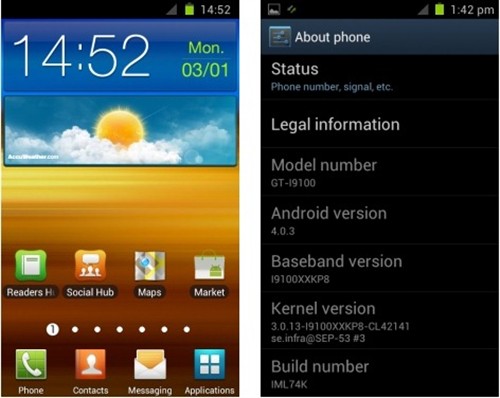 截图曝光 三星GALAXY SII运行新的ICS 