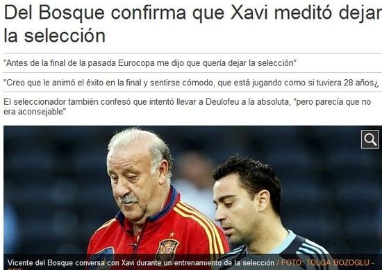 《世界体育报》：博斯克称哈维险些退出西班牙队