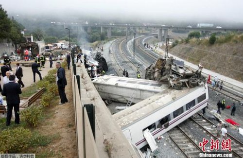 西班牙列车出轨致79人死 司机受审承认车速过快