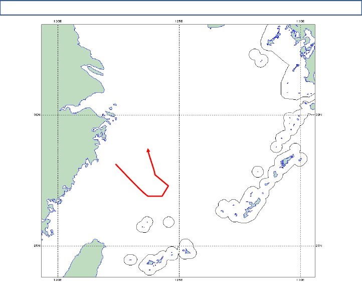 　　日防卫省绘制的中国海监飞机线路示意图