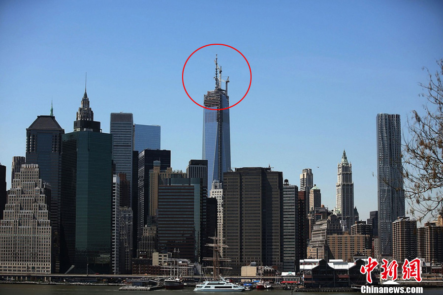 世贸一号楼主体工程竣工 成为西半球最高建筑物