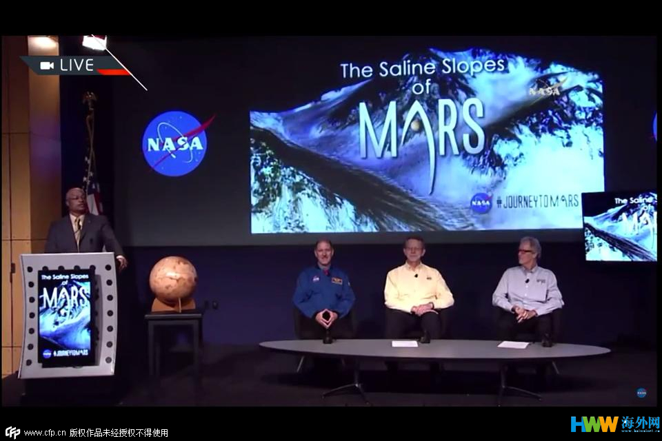 美国宇航局：火星上确认存在液态水